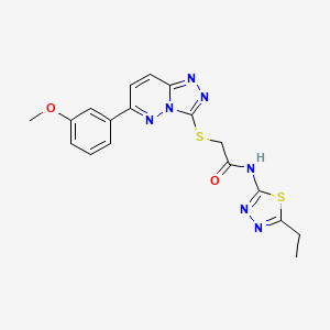 molecular formula C18H17N7O2S2 B2863084 N-(5-ethyl-1,3,4-thiadiazol-2-yl)-2-((6-(3-methoxyphenyl)-[1,2,4]triazolo[4,3-b]pyridazin-3-yl)thio)acetamide CAS No. 894062-49-8