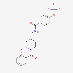 molecular formula C21H20F4N2O3 B2863085 N-((1-(2-fluorobenzoyl)piperidin-4-yl)methyl)-4-(trifluoromethoxy)benzamide CAS No. 1396813-24-3