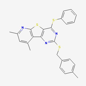 7,9-Dimethyl-2-[(4-methylbenzyl)sulfanyl]-4-(phenylsulfanyl)pyrido[3',2':4,5]thieno[3,2-d]pyrimidine