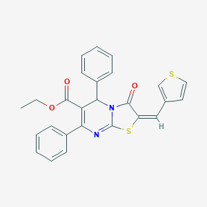 molecular formula C26H20N2O3S2 B286309 ethyl 3-oxo-5,7-diphenyl-2-(3-thienylmethylene)-2,3-dihydro-5H-[1,3]thiazolo[3,2-a]pyrimidine-6-carboxylate 