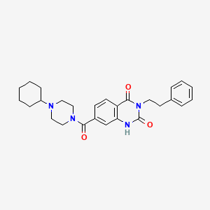 molecular formula C27H32N4O3 B2863095 7-(4-cyclohexylpiperazine-1-carbonyl)-3-phenethylquinazoline-2,4(1H,3H)-dione CAS No. 892282-05-2