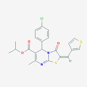 molecular formula C22H19ClN2O3S2 B286310 isopropyl 5-(4-chlorophenyl)-7-methyl-3-oxo-2-(3-thienylmethylene)-2,3-dihydro-5H-[1,3]thiazolo[3,2-a]pyrimidine-6-carboxylate 