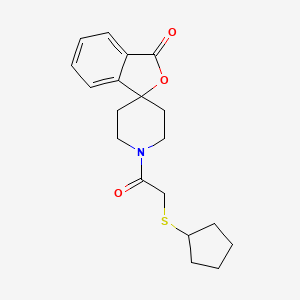 molecular formula C19H23NO3S B2863101 1'-(2-(cyclopentylthio)acetyl)-3H-spiro[isobenzofuran-1,4'-piperidin]-3-one CAS No. 1705837-82-6