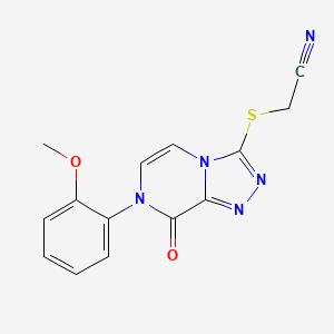 molecular formula C14H11N5O2S B2863106 {[7-(2-Methoxyphenyl)-8-oxo-7,8-dihydro[1,2,4]triazolo[4,3-a]pyrazin-3-yl]thio}acetonitrile CAS No. 1223846-65-8
