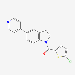 molecular formula C18H13ClN2OS B2863109 (5-氯噻吩-2-基)(5-(吡啶-4-基)吲哚-1-基)甲酮 CAS No. 2034523-01-6