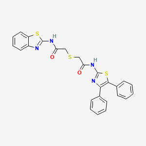 molecular formula C26H20N4O2S3 B2863117 N-(苯并[d]噻唑-2-基)-2-((2-((4,5-二苯基噻唑-2-基)氨基)-2-氧代乙基)硫代)乙酰胺 CAS No. 681225-69-4