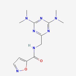 molecular formula C12H17N7O2 B2863118 N-((4,6-bis(dimethylamino)-1,3,5-triazin-2-yl)methyl)isoxazole-5-carboxamide CAS No. 2034356-27-7