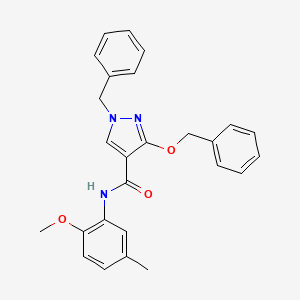 molecular formula C26H25N3O3 B2863129 1-苄基-3-(苄氧基)-N-(2-甲氧基-5-甲基苯基)-1H-吡唑-4-甲酰胺 CAS No. 1014087-56-9