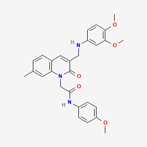 2-(3-(((3,4-dimethoxyphenyl)amino)methyl)-7-methyl-2-oxoquinolin-1(2H)-yl)-N-(4-methoxyphenyl)acetamide
