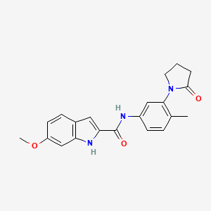molecular formula C21H21N3O3 B2863143 6-methoxy-N-(4-methyl-3-(2-oxopyrrolidin-1-yl)phenyl)-1H-indole-2-carboxamide CAS No. 1448044-12-9