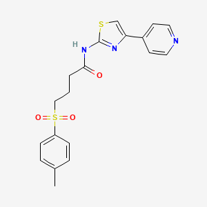 molecular formula C19H19N3O3S2 B2863147 N-(4-(pyridin-4-yl)thiazol-2-yl)-4-tosylbutanamide CAS No. 922909-91-9