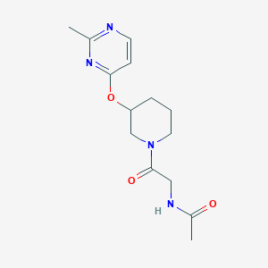 molecular formula C14H20N4O3 B2863152 N-(2-(3-((2-methylpyrimidin-4-yl)oxy)piperidin-1-yl)-2-oxoethyl)acetamide CAS No. 2034401-12-0