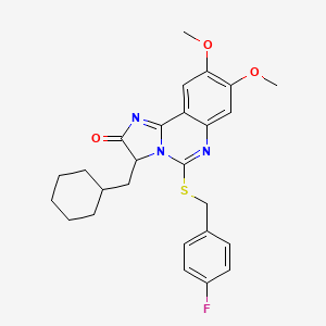 molecular formula C26H28FN3O3S B2863153 3-(cyclohexylmethyl)-5-[(4-fluorobenzyl)sulfanyl]-8,9-dimethoxyimidazo[1,2-c]quinazolin-2(3H)-one CAS No. 1024017-29-5