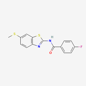 molecular formula C15H11FN2OS2 B2863155 4-fluoro-N-(6-(methylthio)benzo[d]thiazol-2-yl)benzamide CAS No. 922572-67-6
