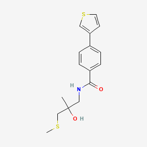 molecular formula C16H19NO2S2 B2863162 N-(2-hydroxy-2-methyl-3-(methylthio)propyl)-4-(thiophen-3-yl)benzamide CAS No. 2034408-43-8