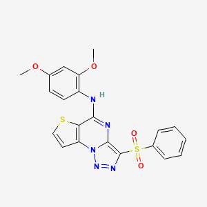 molecular formula C21H17N5O4S2 B2863179 N-(2,4-dimethoxyphenyl)-3-(phenylsulfonyl)thieno[2,3-e][1,2,3]triazolo[1,5-a]pyrimidin-5-amine CAS No. 892731-68-9