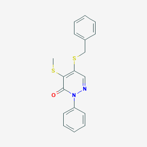 molecular formula C18H16N2OS2 B286319 5-(benzylsulfanyl)-4-(methylsulfanyl)-2-phenyl-3(2H)-pyridazinone 