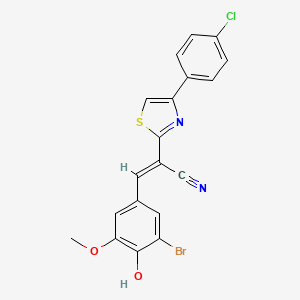 (E)-3-(3-bromo-4-hydroxy-5-methoxyphenyl)-2-(4-(4-chlorophenyl)thiazol-2-yl)acrylonitrile