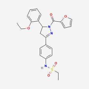 molecular formula C24H25N3O5S B2863207 N-(4-(5-(2-乙氧基苯基)-1-(呋喃-2-甲酰基)-4,5-二氢-1H-吡唑-3-基)苯基)乙磺酰胺 CAS No. 852141-41-4