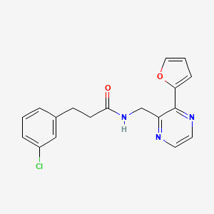 molecular formula C18H16ClN3O2 B2863208 3-(3-氯苯基)-N-((3-(呋喃-2-基)吡嗪-2-基)甲基)丙酰胺 CAS No. 2034427-94-4