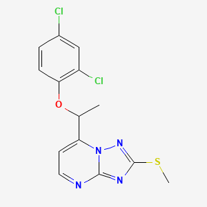 molecular formula C14H12Cl2N4OS B2863211 7-[1-(2,4-Dichlorophenoxy)ethyl]-2-(methylsulfanyl)[1,2,4]triazolo[1,5-a]pyrimidine CAS No. 338403-67-1