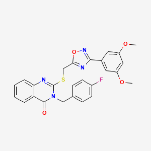 molecular formula C26H21FN4O4S B2863212 2-(((3-(3,5-二甲氧基苯基)-1,2,4-恶二唑-5-基)甲硫基)-3-(4-氟苄基)喹唑啉-4(3H)-酮 CAS No. 2034514-95-7