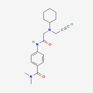 molecular formula C20H27N3O2 B2863223 4-{2-[cyclohexyl(prop-2-yn-1-yl)amino]acetamido}-N,N-dimethylbenzamide CAS No. 1252163-95-3