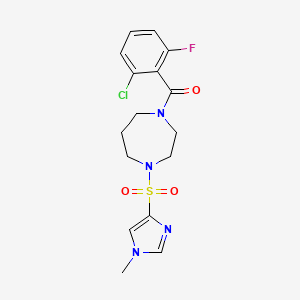 molecular formula C16H18ClFN4O3S B2863228 (2-chloro-6-fluorophenyl)(4-((1-methyl-1H-imidazol-4-yl)sulfonyl)-1,4-diazepan-1-yl)methanone CAS No. 1903887-48-8