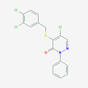 molecular formula C17H11Cl3N2OS B286323 5-chloro-4-[(3,4-dichlorobenzyl)sulfanyl]-2-phenyl-3(2H)-pyridazinone 
