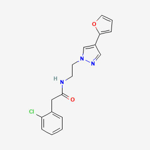 molecular formula C17H16ClN3O2 B2863232 2-(2-chlorophenyl)-N-(2-(4-(furan-2-yl)-1H-pyrazol-1-yl)ethyl)acetamide CAS No. 2034351-79-4
