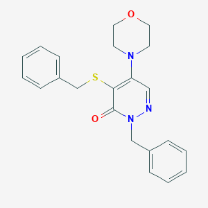 molecular formula C22H23N3O2S B286324 2-benzyl-4-(benzylsulfanyl)-5-(4-morpholinyl)-3(2H)-pyridazinone 