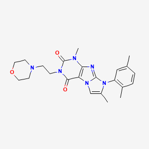 molecular formula C23H28N6O3 B2863241 6-(2,5-Dimethylphenyl)-4,7-dimethyl-2-(2-morpholin-4-ylethyl)purino[7,8-a]imidazole-1,3-dione CAS No. 878728-15-5