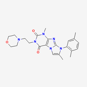 molecular formula C23H28N6O3 B2863241 8-(2,5-dimethylphenyl)-1,7-dimethyl-3-[2-(morpholin-4-yl)ethyl]-1H,2H,3H,4H,8H-imidazo[1,2-g]purine-2,4-dione CAS No. 878728-15-5