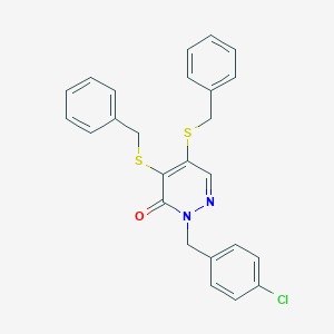 molecular formula C25H21ClN2OS2 B286325 4,5-bis(benzylsulfanyl)-2-(4-chlorobenzyl)-3(2H)-pyridazinone 