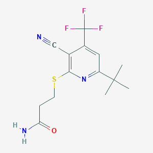 3-((6-(Tert-butyl)-3-cyano-4-(trifluoromethyl)pyridin-2-yl)thio)propanamide