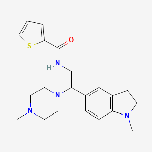 molecular formula C21H28N4OS B2863255 N-(2-(1-methylindolin-5-yl)-2-(4-methylpiperazin-1-yl)ethyl)thiophene-2-carboxamide CAS No. 922034-95-5