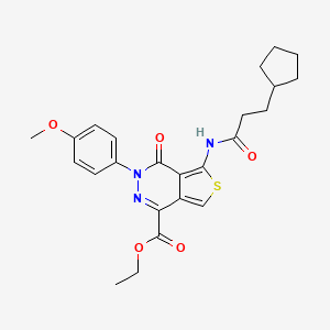 molecular formula C24H27N3O5S B2863263 Ethyl 5-(3-cyclopentylpropanamido)-3-(4-methoxyphenyl)-4-oxo-3,4-dihydrothieno[3,4-d]pyridazine-1-carboxylate CAS No. 851951-63-8