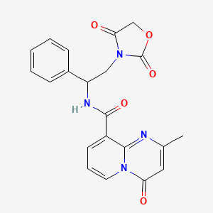 N-(2-(2,4-dioxooxazolidin-3-yl)-1-phenylethyl)-2-methyl-4-oxo-4H-pyrido[1,2-a]pyrimidine-9-carboxamide