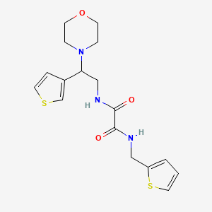 molecular formula C17H21N3O3S2 B2863269 N1-(2-morpholino-2-(thiophen-3-yl)ethyl)-N2-(thiophen-2-ylmethyl)oxalamide CAS No. 946303-48-6