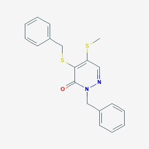 molecular formula C19H18N2OS2 B286327 2-benzyl-4-(benzylsulfanyl)-5-(methylsulfanyl)-3(2H)-pyridazinone 