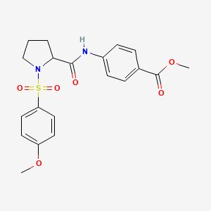 molecular formula C20H22N2O6S B2863273 Methyl 4-({1-[(4-methoxyphenyl)sulfonyl]prolyl}amino)benzoate CAS No. 1008039-66-4