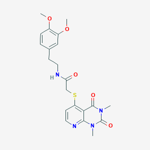 molecular formula C21H24N4O5S B2863283 N-(3,4-dimethoxyphenethyl)-2-((1,3-dimethyl-2,4-dioxo-1,2,3,4-tetrahydropyrido[2,3-d]pyrimidin-5-yl)thio)acetamide CAS No. 899960-28-2