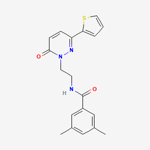 molecular formula C19H19N3O2S B2863289 3,5-dimethyl-N-(2-(6-oxo-3-(thiophen-2-yl)pyridazin-1(6H)-yl)ethyl)benzamide CAS No. 946345-01-3