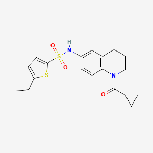 molecular formula C19H22N2O3S2 B2863290 N-[1-(cyclopropanecarbonyl)-3,4-dihydro-2H-quinolin-6-yl]-5-ethylthiophene-2-sulfonamide CAS No. 946246-64-6