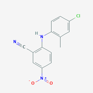 molecular formula C14H10ClN3O2 B2863293 2-[(4-Chloro-2-methylphenyl)amino]-5-nitrobenzonitrile CAS No. 945367-47-5