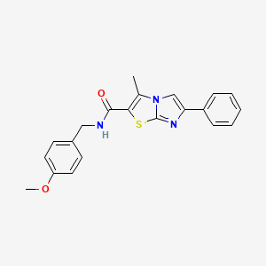 molecular formula C21H19N3O2S B2863299 N-[(4-methoxyphenyl)methyl]-3-methyl-6-phenylimidazo[2,1-b][1,3]thiazole-2-carboxamide CAS No. 852133-33-6