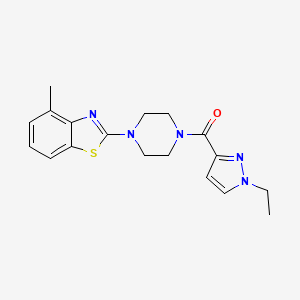 molecular formula C18H21N5OS B2863307 (1-乙基-1H-吡唑-3-基)(4-(4-甲基苯并[d]噻唑-2-基)哌嗪-1-基)甲苯酮 CAS No. 1170648-06-2
