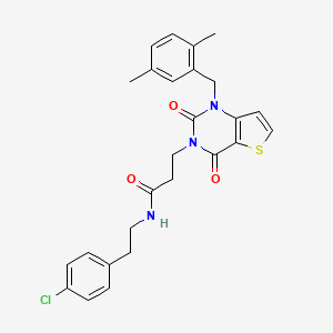 molecular formula C26H26ClN3O3S B2863329 N-[2-(4-chlorophenyl)ethyl]-3-[1-[(2,5-dimethylphenyl)methyl]-2,4-dioxothieno[3,2-d]pyrimidin-3-yl]propanamide CAS No. 866016-51-5
