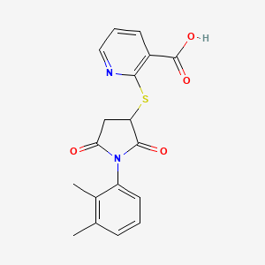 molecular formula C18H16N2O4S B2863336 2-((1-(2,3-Dimethylphenyl)-2,5-dioxopyrrolidin-3-yl)thio)nicotinic acid CAS No. 839685-74-4