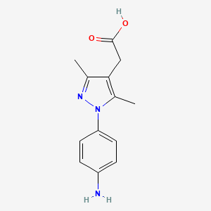 molecular formula C13H15N3O2 B2863347 [1-(4-aminophenyl)-3,5-dimethyl-1H-pyrazol-4-yl]acetic acid CAS No. 1266378-98-6
